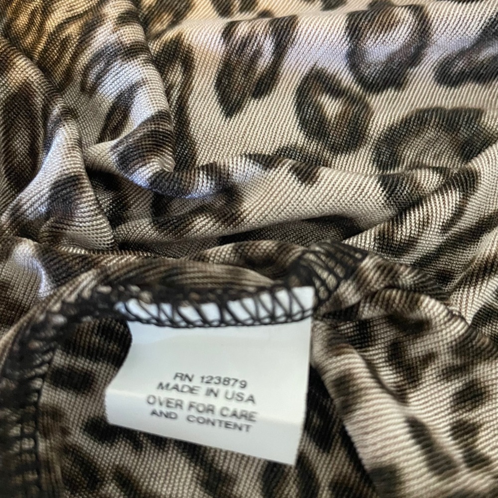 Vikki Vi Womens 2X Leopard Print Open Front Cardigan Slinky Longline Jacket USA - Picture 7 of 7